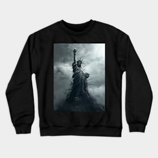 Statue of Liberty: America a Shambled Nation on a Dark Background Crewneck Sweatshirt